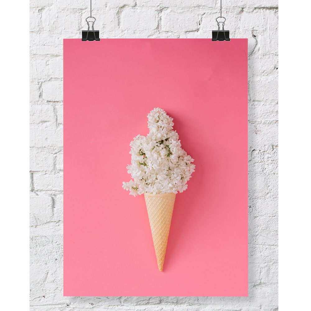 DGT-057 라일락 아이스크림 콘 식물 인테리어 대형 포스터