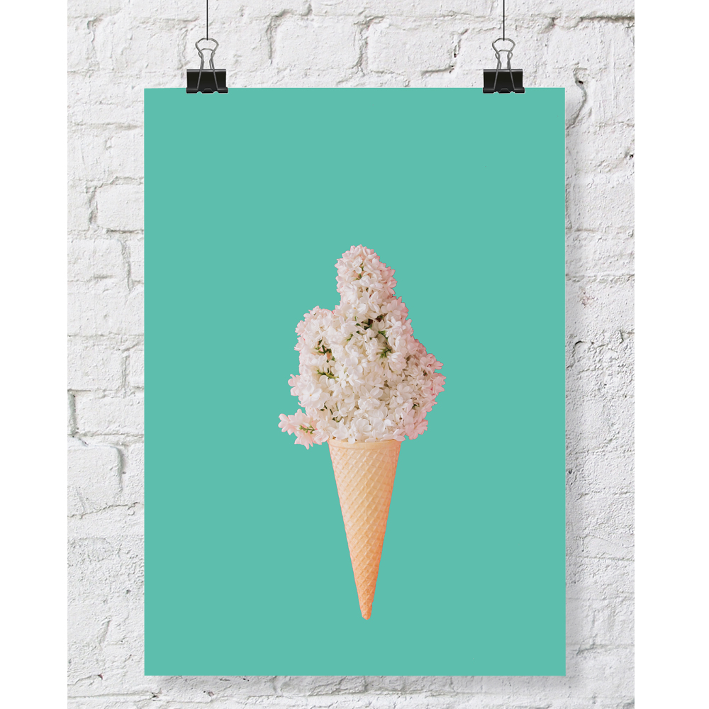 DGT-058 라일락 아이스크림 콘 식물 인테리어 대형 포스터