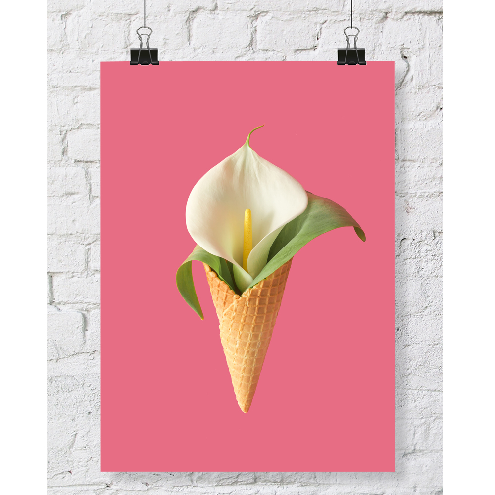 DGT-062 백합 아이스크림 콘 식물 인테리어 대형 포스터