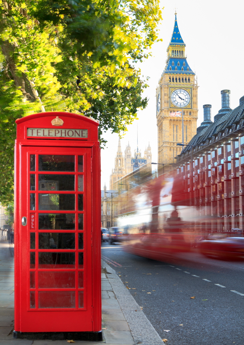 PGT-002 빨간 전화박스와 빅벤 영국 런던 랜드마크 대형 포스터