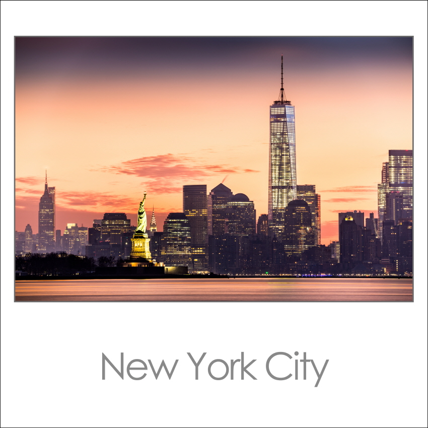 HGF-007 맨하탄과 자유의 여신상 미국 뉴욕 랜드마크 정사각 포스터 30X30cm