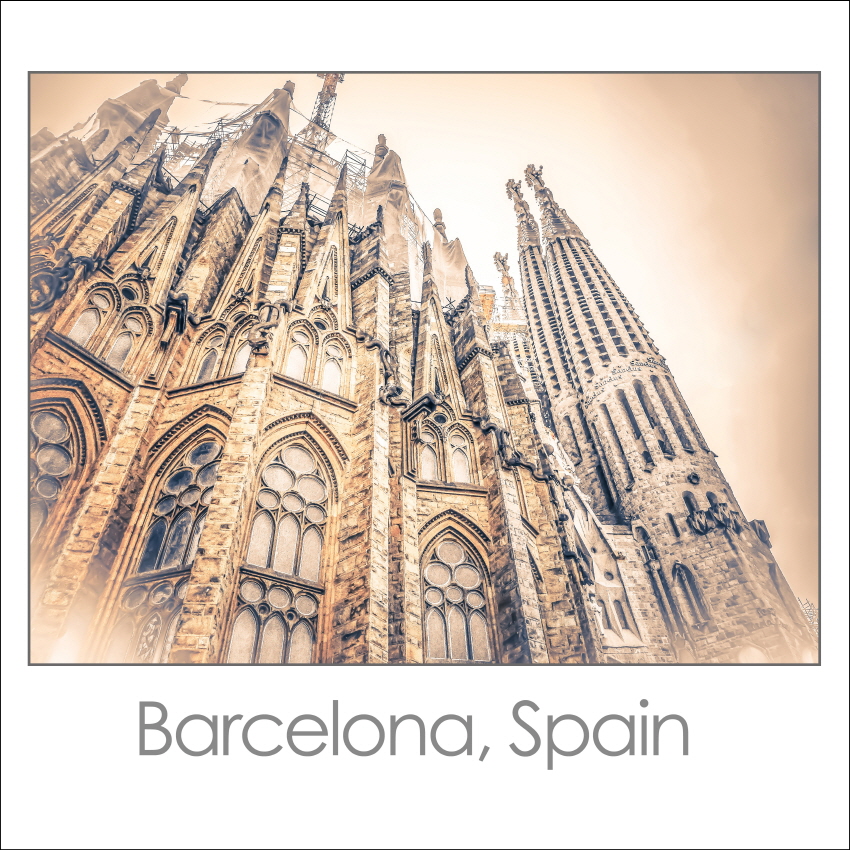 HGF-017 사그라다 파밀리아 성당 스페인 바르셀로나 랜드마크 정사각 포스터 30X30cm