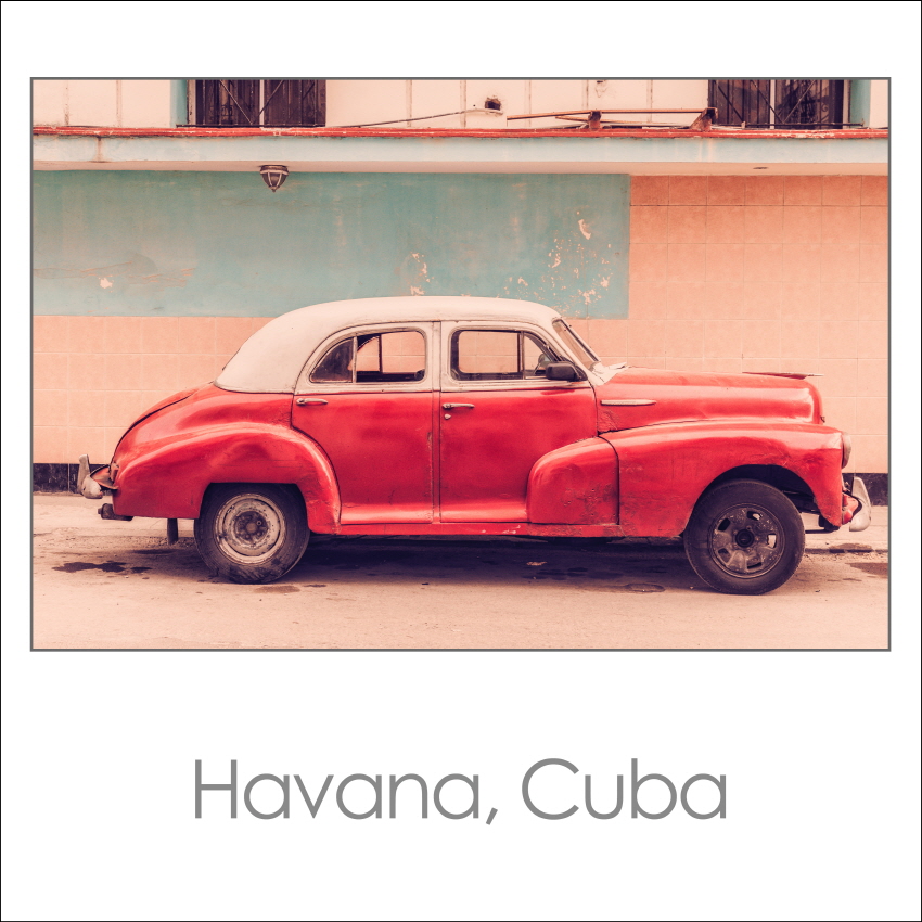 클래식 빈티지 빨간 자동차 쿠바 하바나