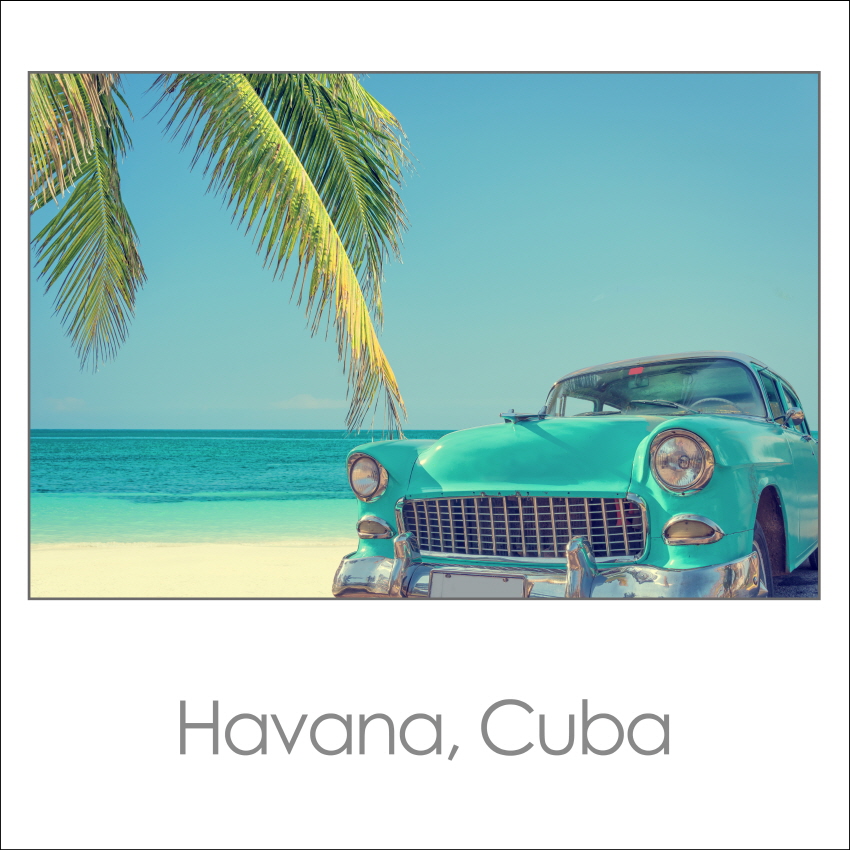 클래식 빈티지 하늘색 자동차 쿠바 하바나