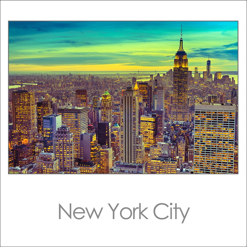 노을지는 맨하탄 시티 항공 사진 뉴욕 미국