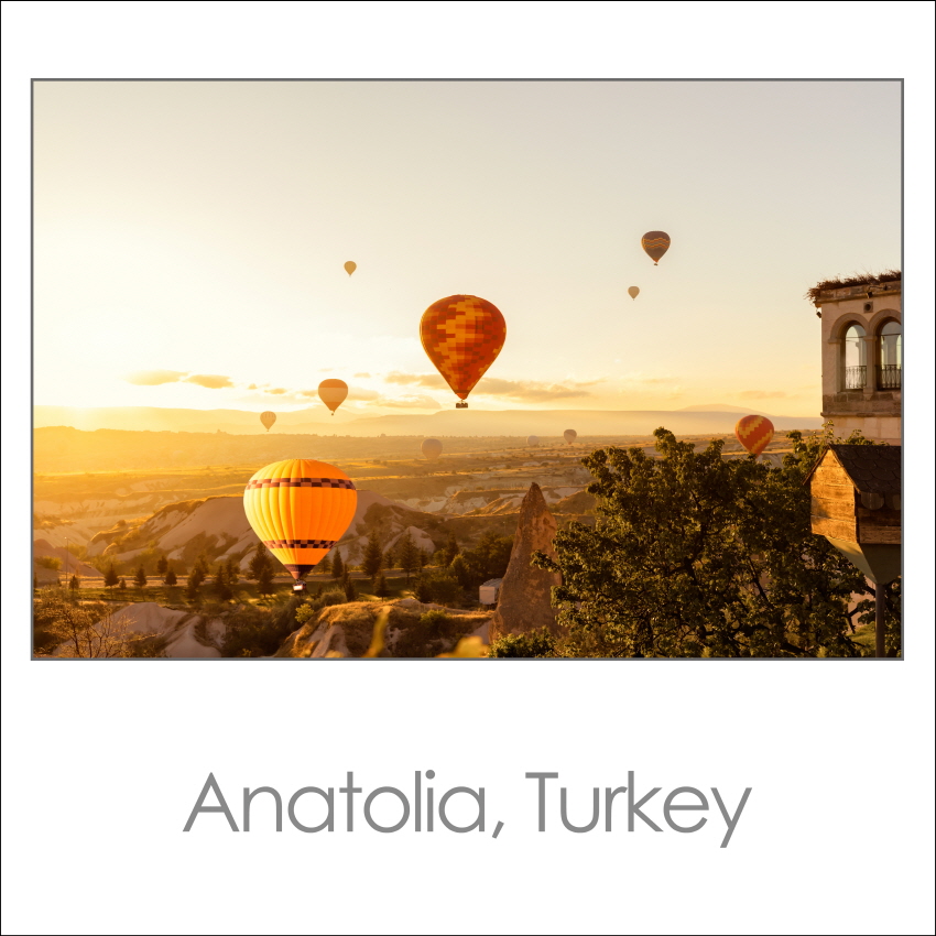 HGF-092 카파도키아 열기구 터키 아나톨리아 랜드마크 정사각 포스터 30X30cm