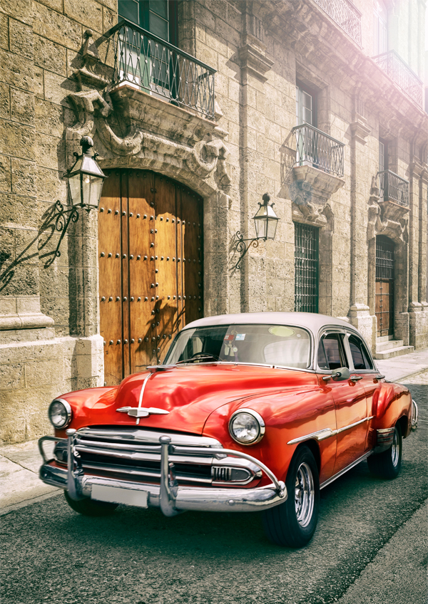 빈티지 클래식 자동차 쿠바 하바나 포토그라피 포스터