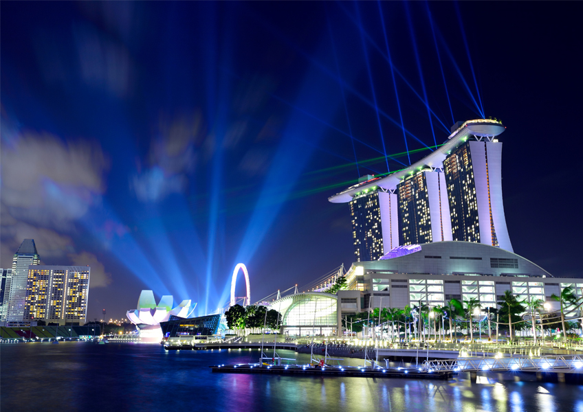 싱가폴 싱가포르 야경 마리나베이샌즈 호텔 포토그라피 포스터