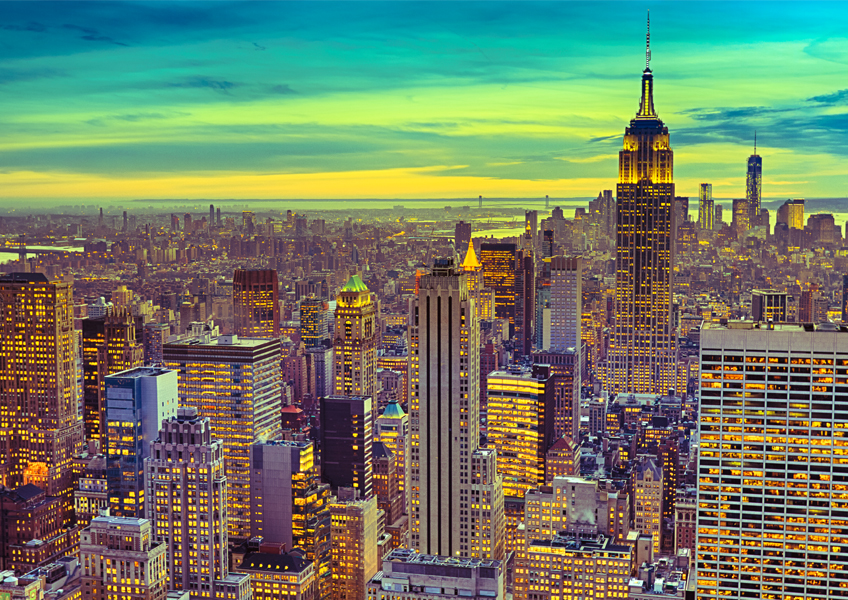 노을지는 맨하탄 시티 항공 사진 뉴욕 미국 포토그라피 포스터