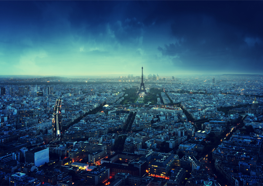 파리의 일몰 스카이라인 프랑스 에펠탑 포토그라피 포스터