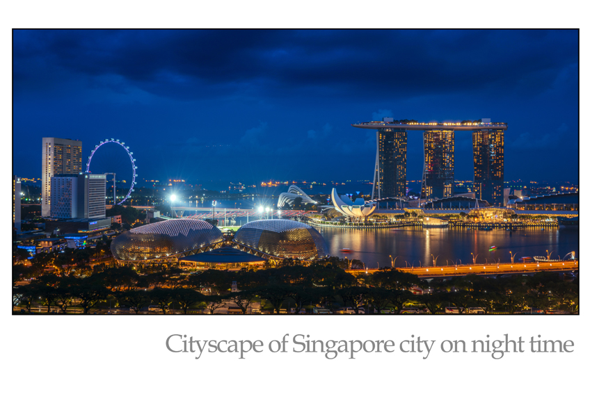 싱가폴 싱가포르 야경 마리나베이샌즈 호텔 포토그라피 포스터
