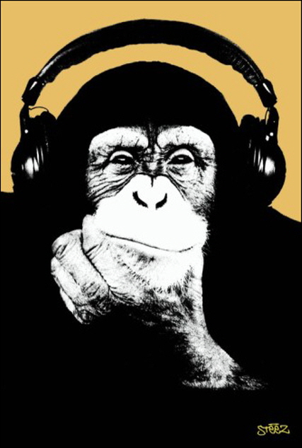 ART-021 Monkey with Headphones 대형 팝아트 포스터 61X91cm