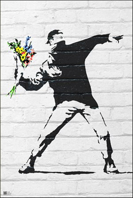 ART-043 Banksy(Flower Bomber) 대형 팝아트 포스터 61X91cm