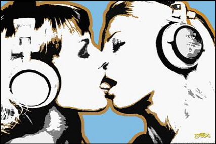 ART-112 Girls Kissing Steez 대형 팝아트 포스터 61X91cm